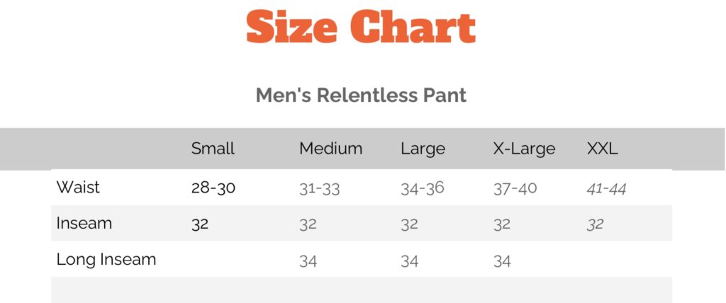 Size Chart – Uplnd Outfitters